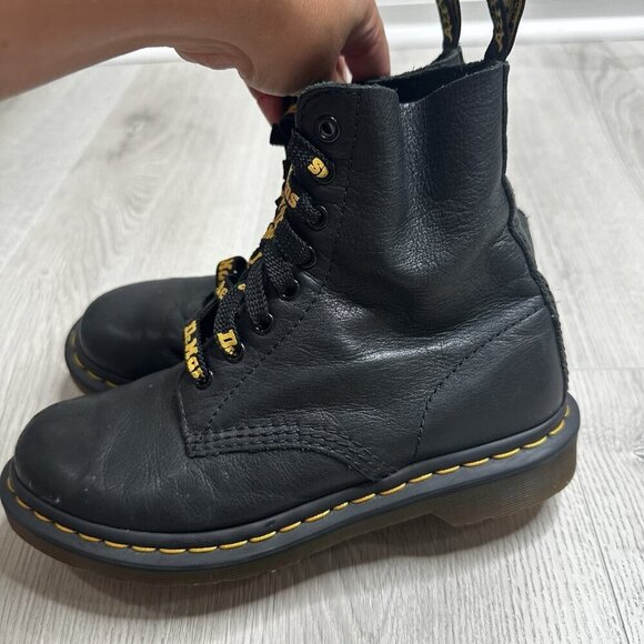 Dr. Martens 1460 Women’s Size 7 Pascal Virginia Soft Black Leather Combat Boots - Picture 8 of 12